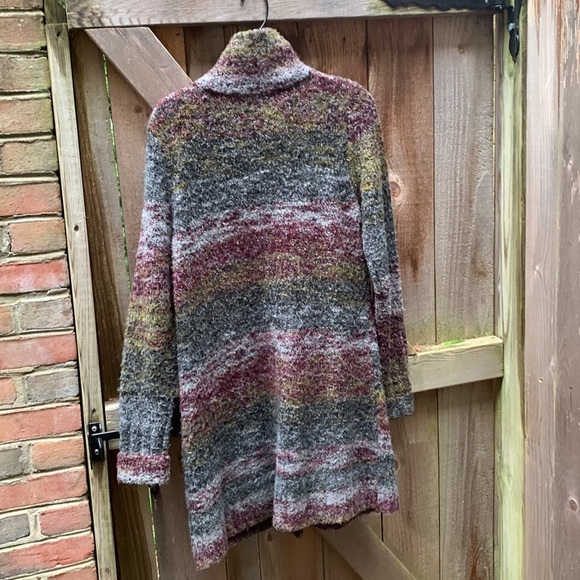 Kensie sweater coat - striped multi colors in grey, purple, blues, - Picture 3 of 6